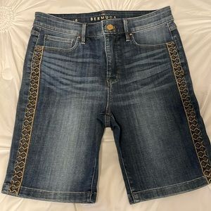 Denim Jean shorts with gold embroidery down both sides